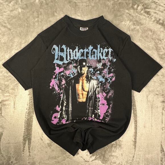 Rare Vintage Black The Undertaker WWE Double-sided Big Print Wrestling T-shirt S - Picture 1 of 5